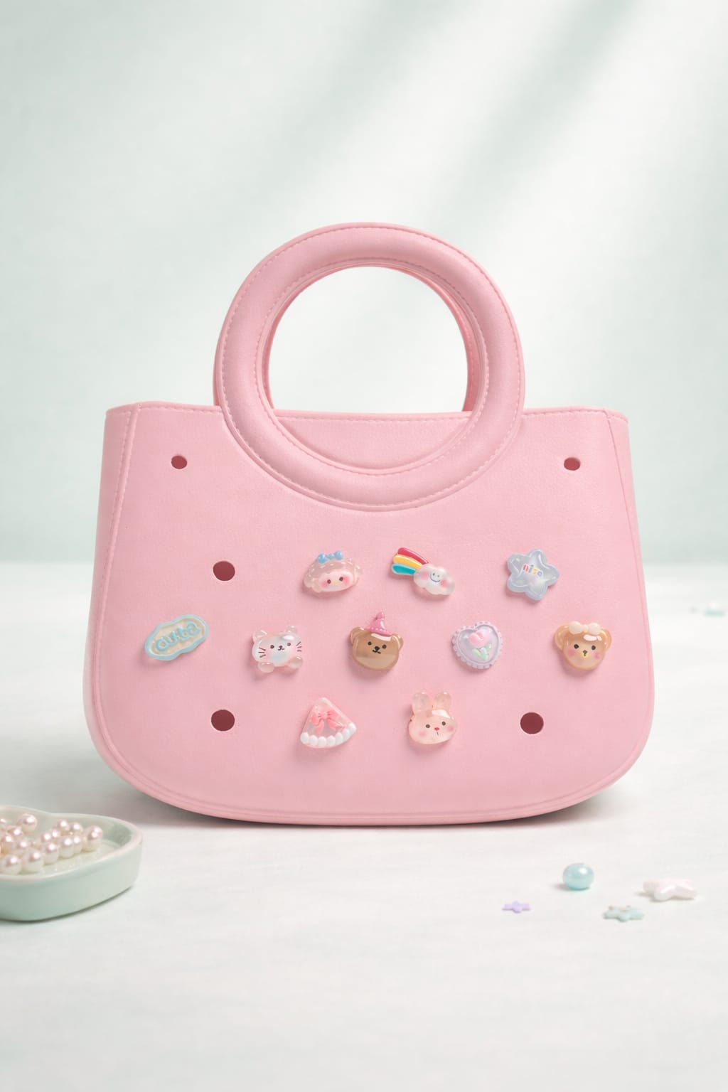 Custom Charm Mini Tote - Soft Pink